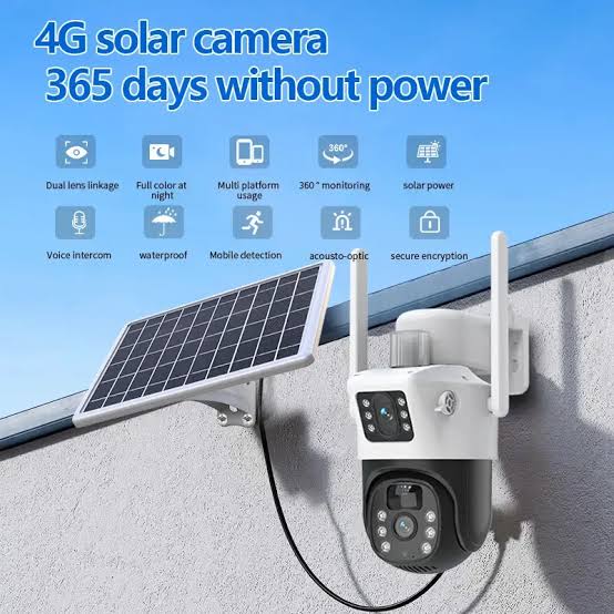 8MP 4G Sim | Solar Dual-Lens PTZ Outdoor Security CCTV Camera