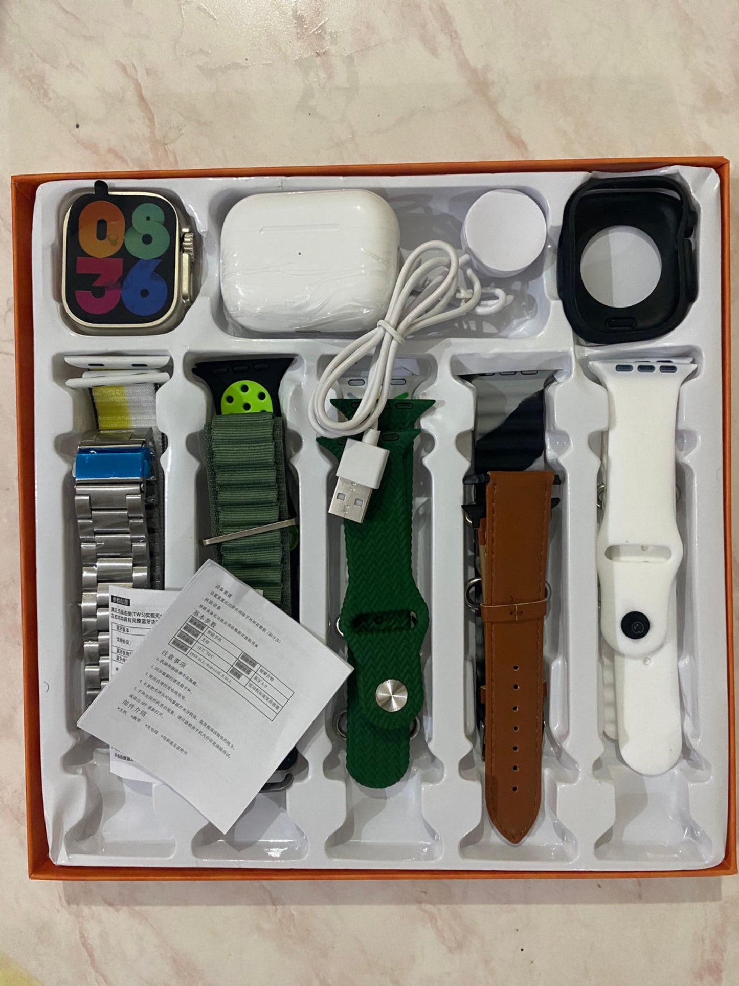 ULTRA 12 IN 1 SMART WATCH | APPLE ULTRA WATCH WITH AIRPODS PRO 2 | BT CALLING SMART WATCH FULL HD DISPLAY | 49MM | 10 STRAPS 1 AIRPODS 1 WATCH 1 CASE | GIFT PACK