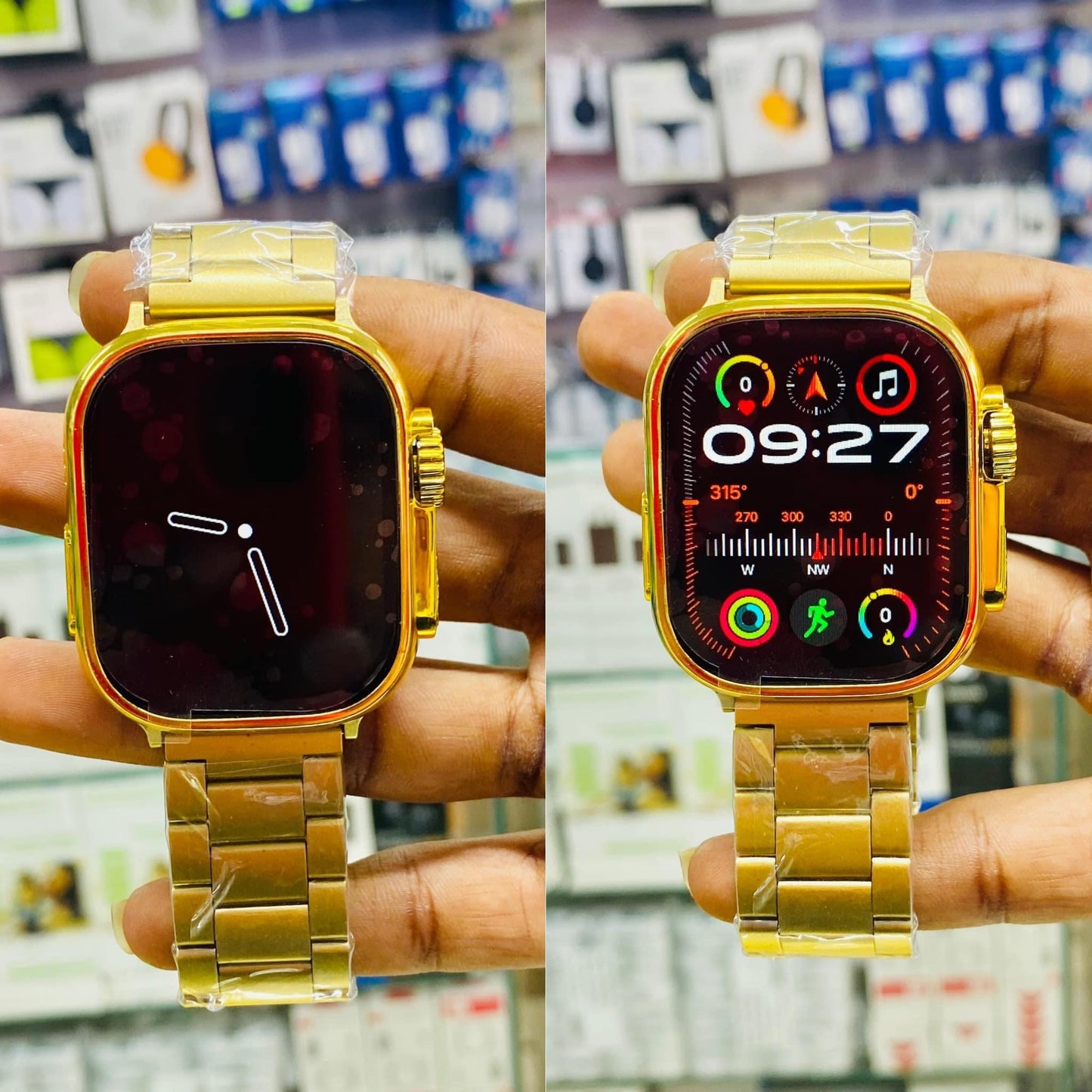 24K GOLDEN APPLE SMART WATCH JS ULTRA 9 | 2 STRAPS BT CALLING SMART WATCH
