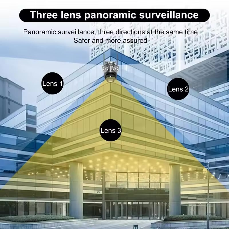 6K REAL 3 LENS OUTDOOR WATERPROOF CCTV WIFI CAMERA TRIPLETHREE  LENZ 8X ZOOM