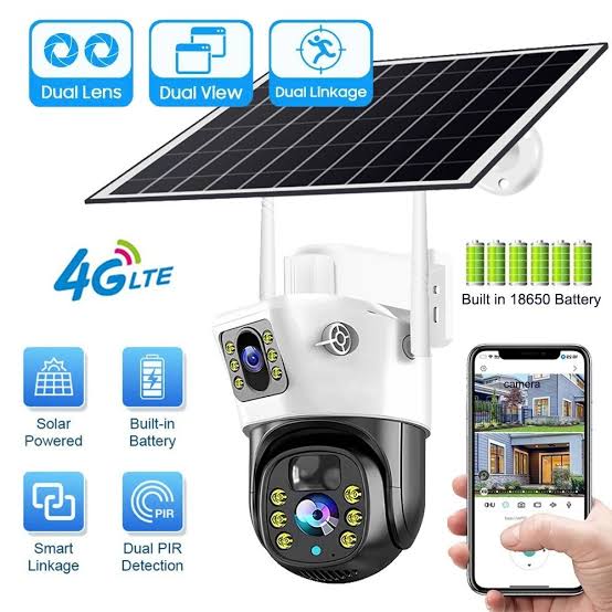 8MP 4G Sim | Solar Dual-Lens PTZ Outdoor Security CCTV Camera