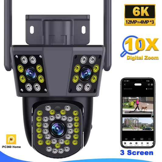 REAL 3 LENZ PTZ OUTDOOR CCTV WIFI CAMERA - 12MP HD WATERPROOF 3 VIEW