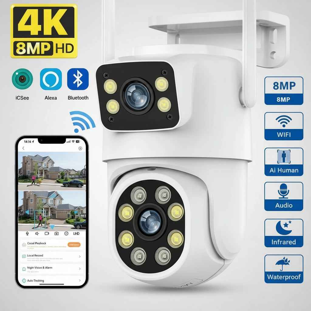 6MP HD PTZ OUTDOOR WIFI CCTV DOUBLE LENZ CAMERA 360 SECURITY