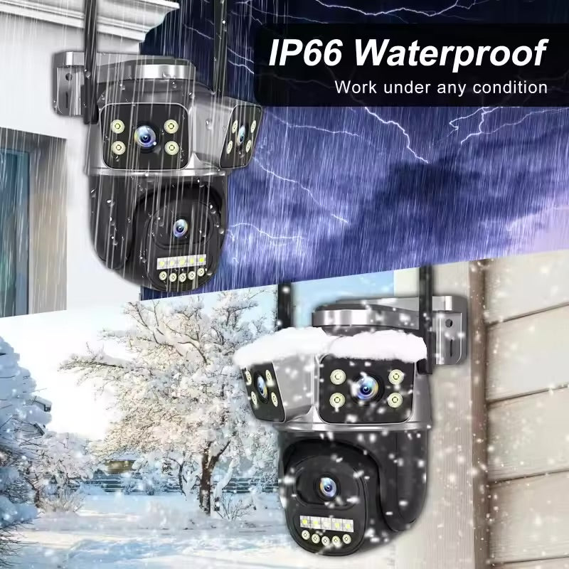 6K REAL 3 LENS OUTDOOR WATERPROOF CCTV WIFI CAMERA TRIPLETHREE  LENZ 8X ZOOM