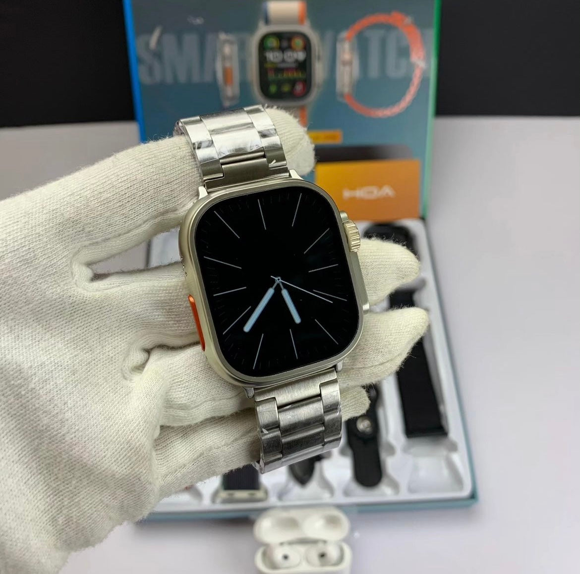 ULTRA 12 IN 1 SMART WATCH | APPLE ULTRA WATCH WITH AIRPODS PRO 2 | BT CALLING SMART WATCH FULL HD DISPLAY | 49MM | 10 STRAPS 1 AIRPODS 1 WATCH 1 CASE | GIFT PACK