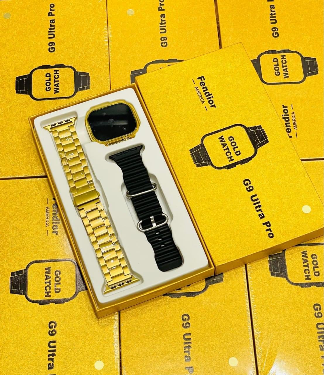 24K GOLDEN APPLE SMART WATCH JS ULTRA 9 | 2 STRAPS BT CALLING SMART WATCH