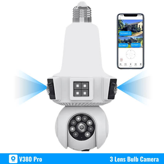 TRIPLE 3 LENS WIFI BULB HOLDER CCTV CAMERA HD