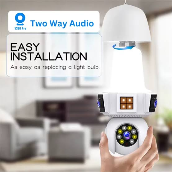 TRIPLE 3 LENS WIFI BULB HOLDER CCTV CAMERA HD