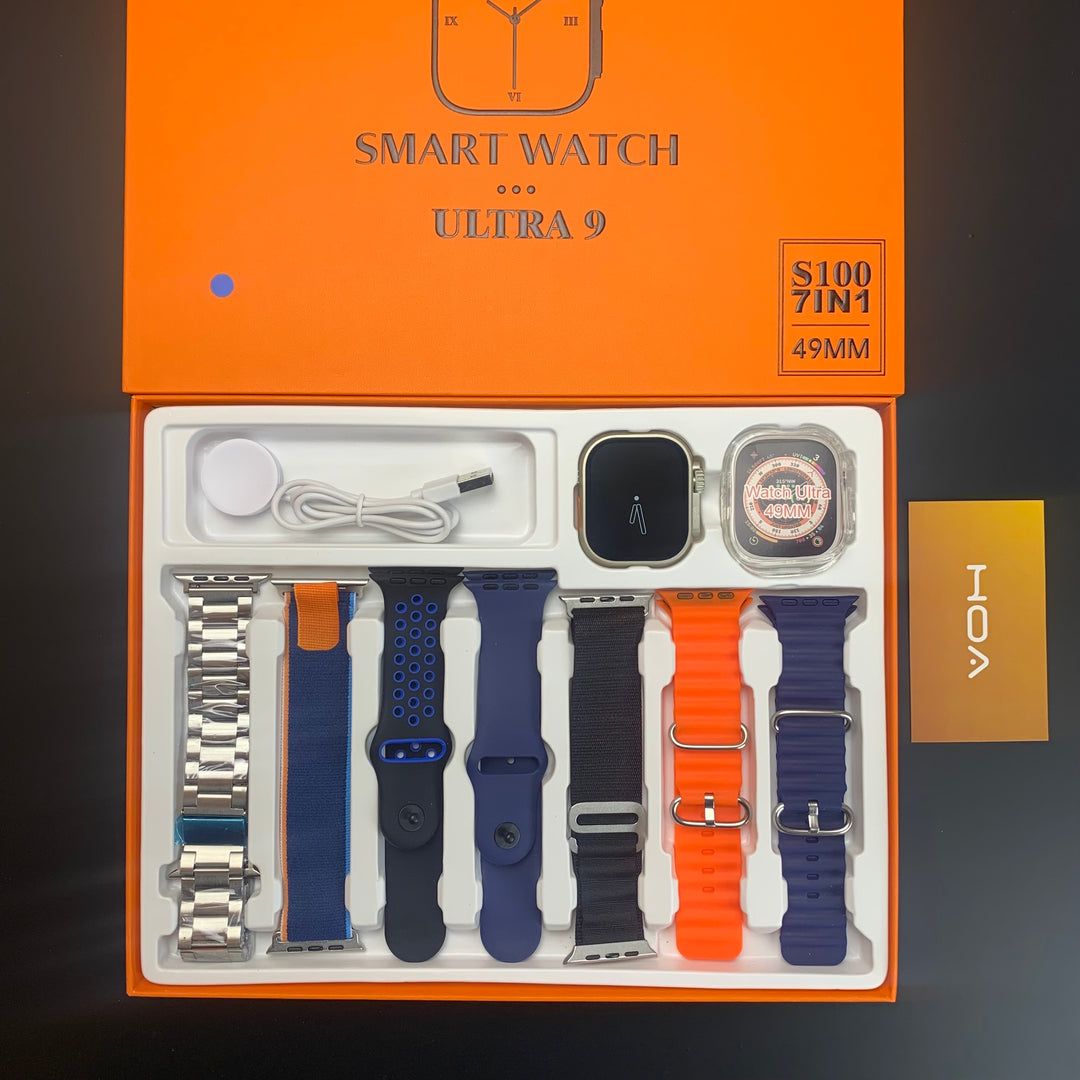 Apple Smart Watch 1.1 CLONE S100 FENDIOR GERMANY ULTRA 9 7-Straps FREE CASE