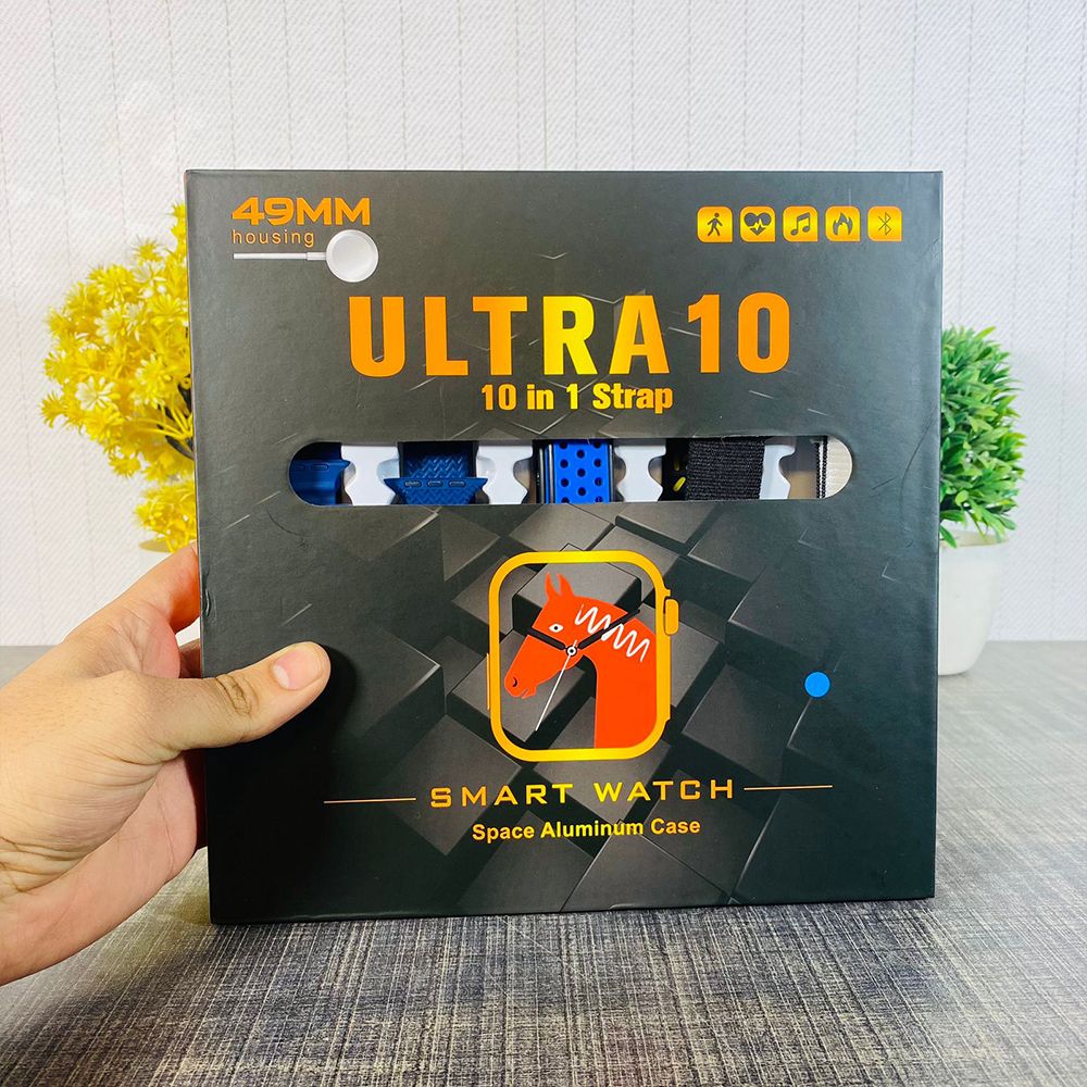 Ultra 10 in 1 Strap | Apple Smart Watch | 2.0 HD display Screen | 49mm | Wireless Charging | GIFT PACK
