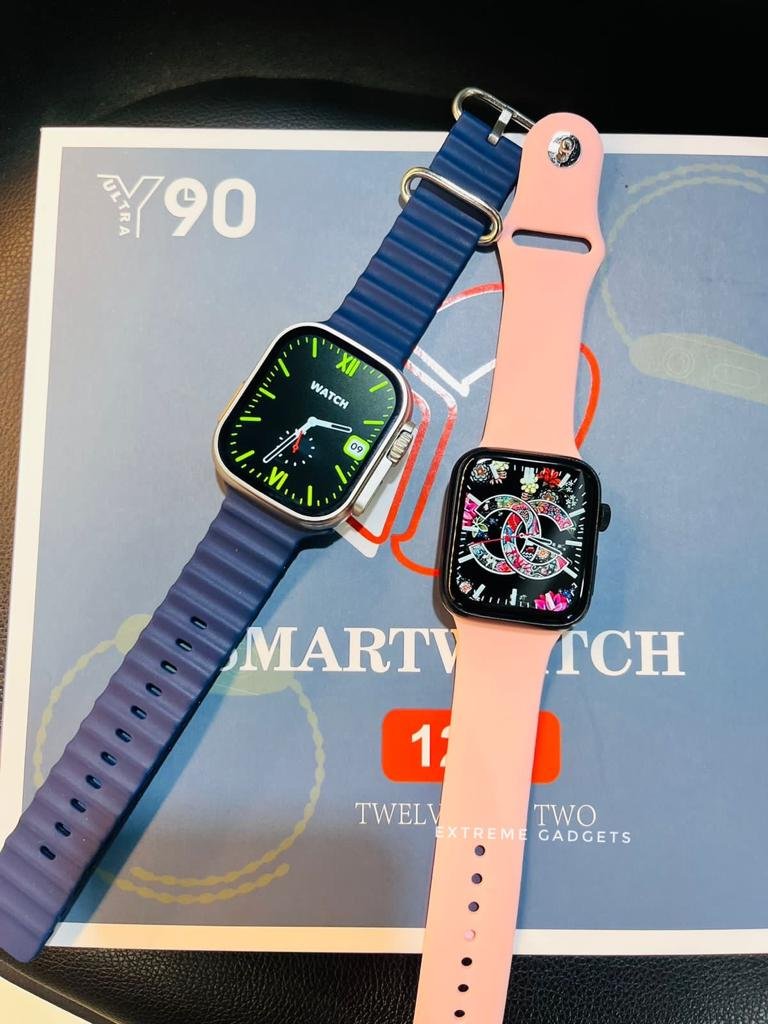 Y90 SMART WATCH | Ultra 9 Design 12 Belt + 2 Smartwatch Combo Couple/ Double Special Package Y90 Limited Sale