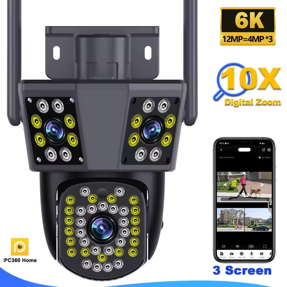 REAL 3 LENZ PTZ OUTDOOR CCTV WIFI CAMERA - 12MP HD WATERPROOF 3 VIEW
