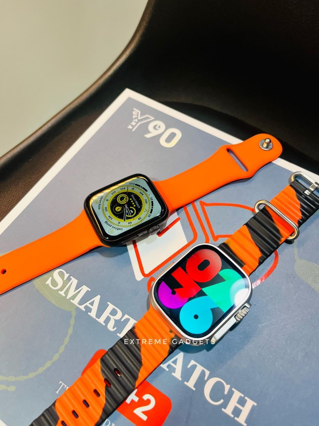 Y90 SMART WATCH | Ultra 9 Design 12 Belt + 2 Smartwatch Combo Couple/ Double Special Package Y90 Limited Sale