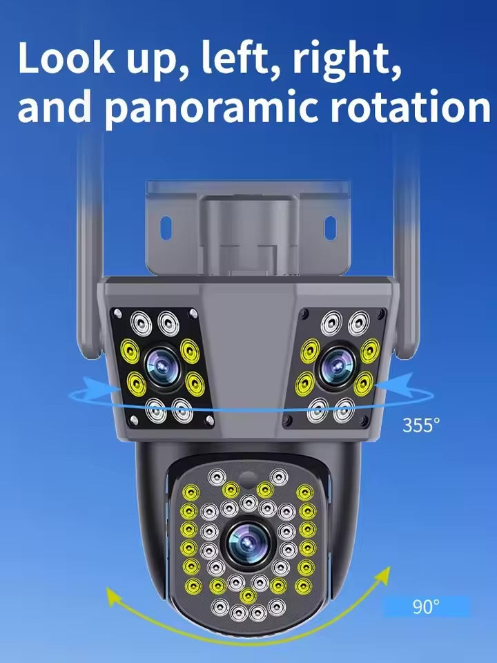 REAL 3 LENZ PTZ OUTDOOR CCTV WIFI CAMERA - 12MP HD WATERPROOF 3 VIEW