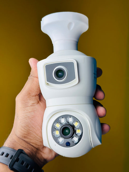 Double Lens WiFi Bulb Camera – Smart CCTV with Full Rotation E9 (4K HD )