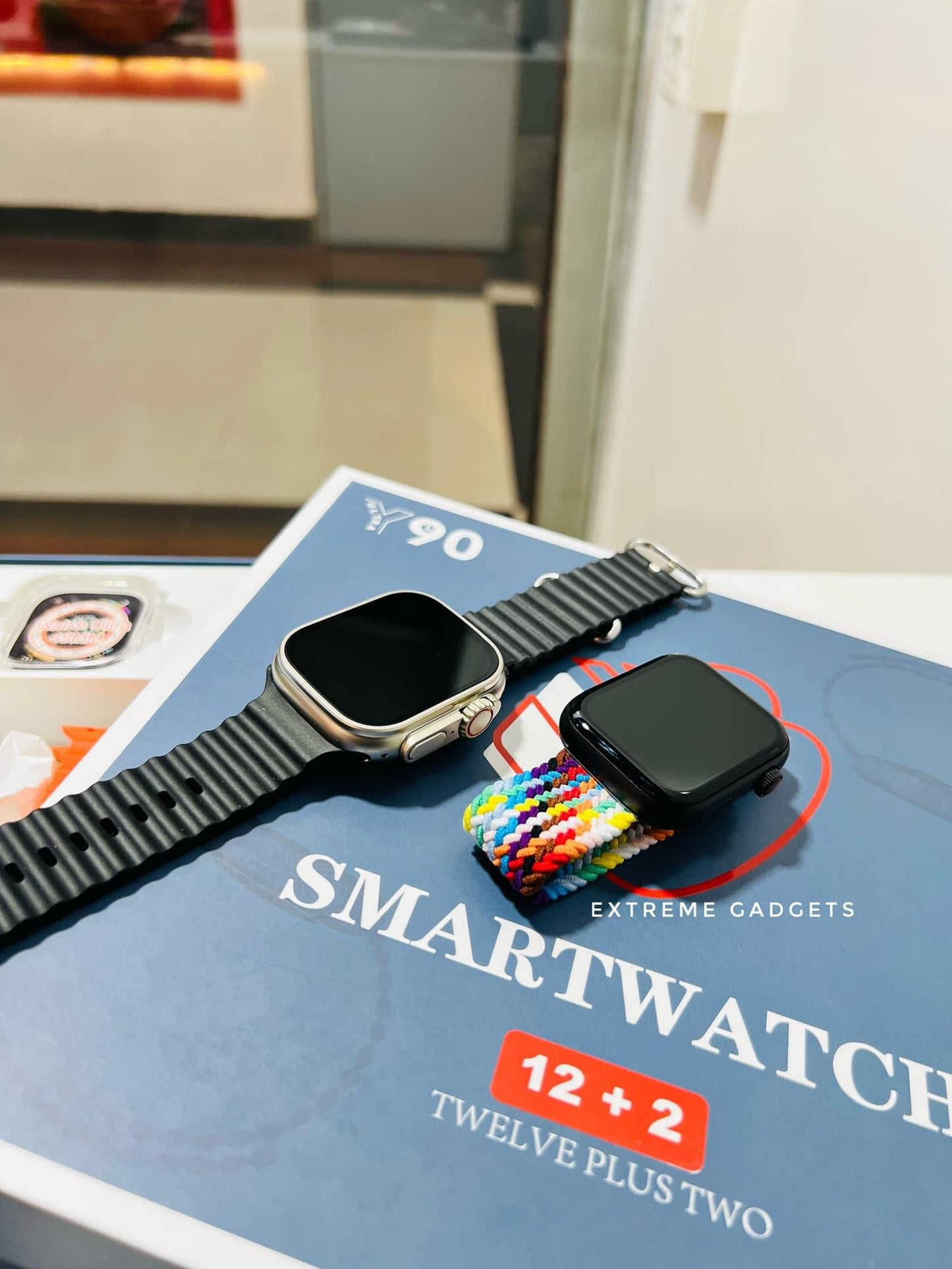 Y90 SMART WATCH | Ultra 9 Design 12 Belt + 2 Smartwatch Combo Couple/ Double Special Package Y90 Limited Sale