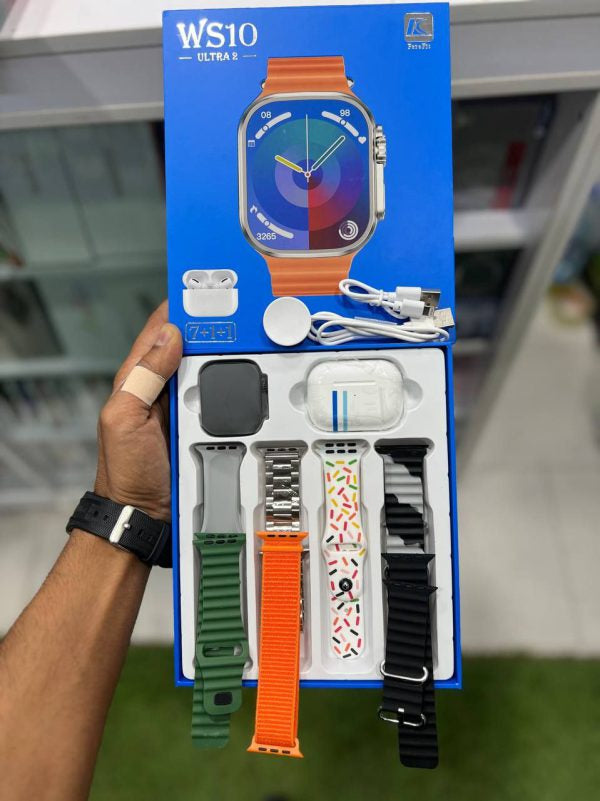 WS 10 ULTRA-2 WITH AIRPODS & 7-STRAPS 2in1 | BLUETOOTH AIRPODS+WATCH