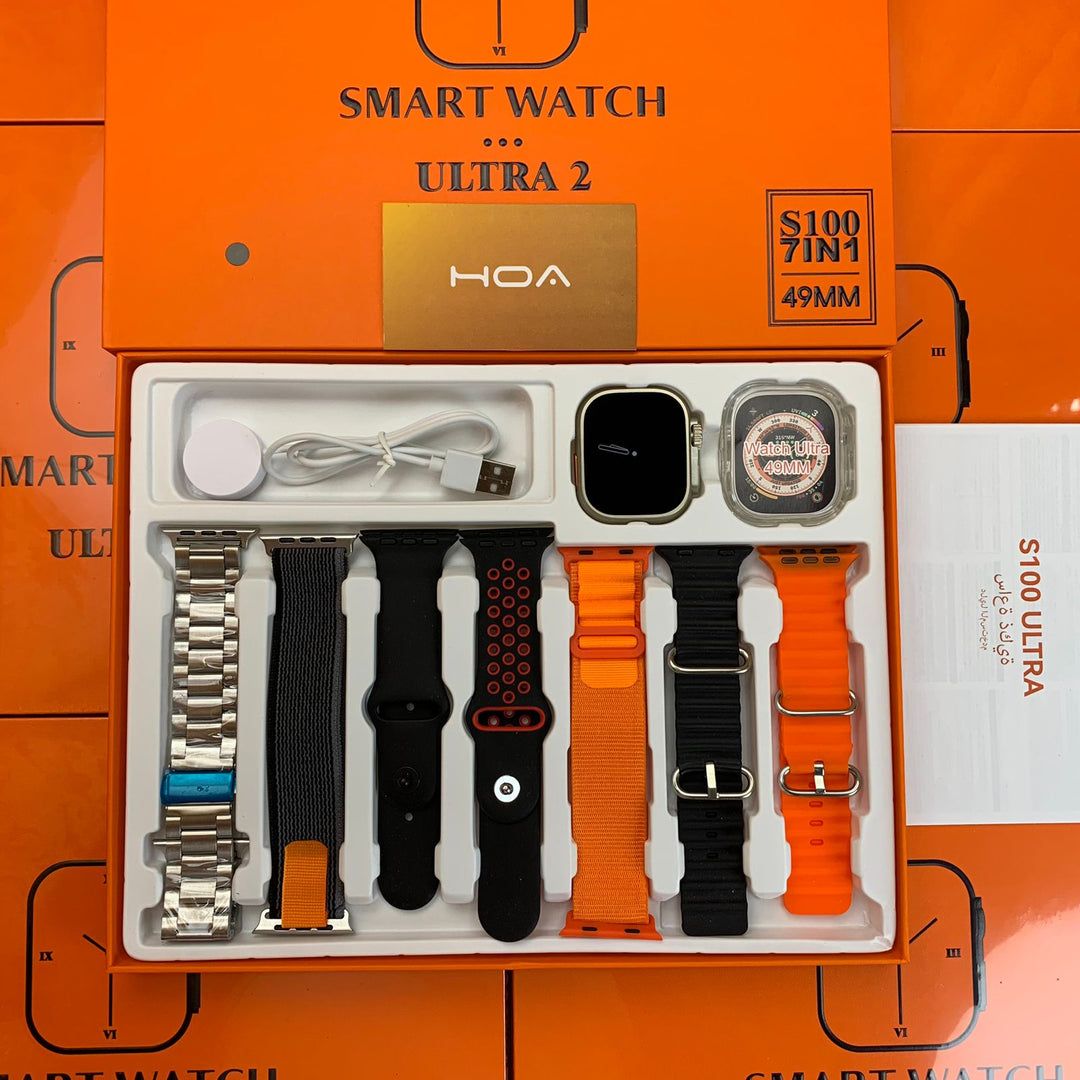 Apple Smart Watch 1.1 CLONE S100 FENDIOR GERMANY ULTRA 9 7-Straps FREE CASE