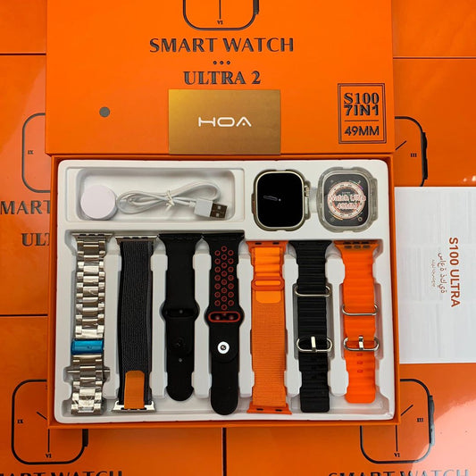 Apple Smart Watch 1.1 CLONE S100 FENDIOR GERMANY ULTRA 9 7-Straps FREE CASE
